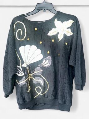 RAFAEL Black Embellished Sea Motif Sweatshirt